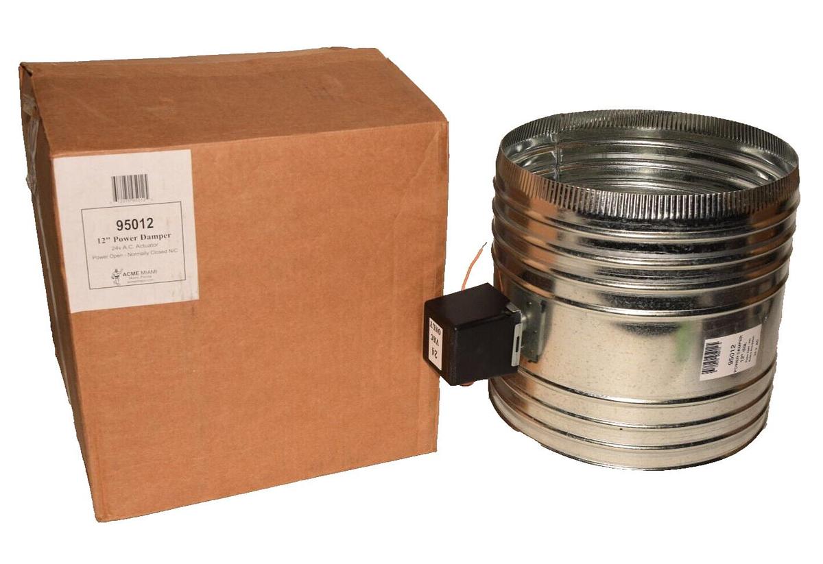 ACME MIAMI 95012 24Vac 12" Power Damper Power Open - Normally Closed N/C (NEW)