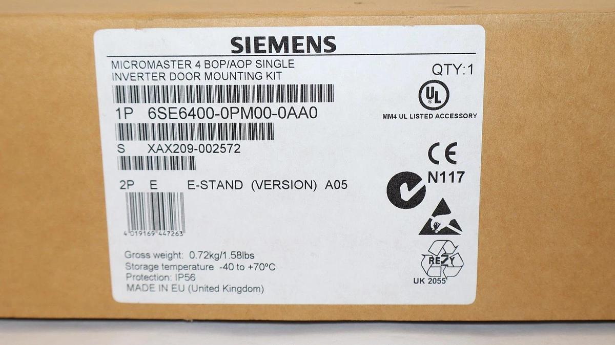 Siemens 6SE6400-0PM00-0AA0 Micromaster 4 BOP/AOP Single Door Mounting Kit (New)