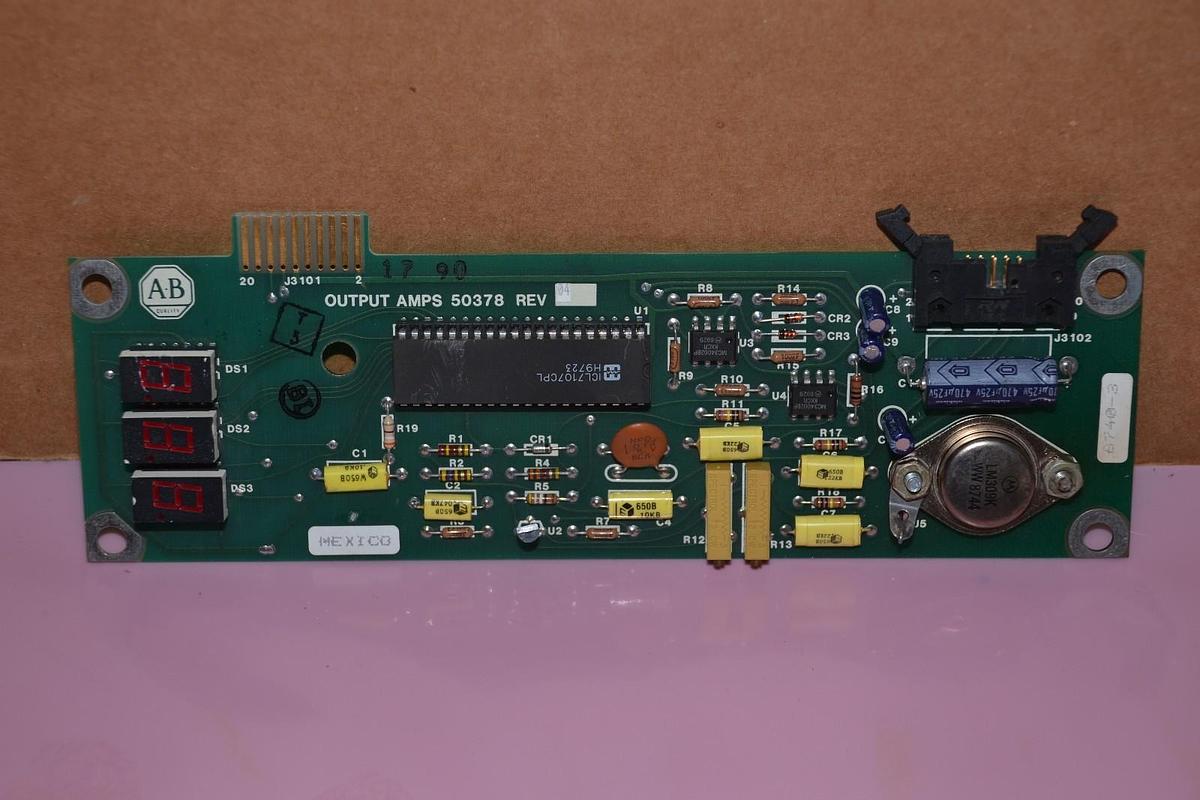 Used ALLEN BRADLEY 50378 REV 04 OUTPUT AMPS PC BOARD
