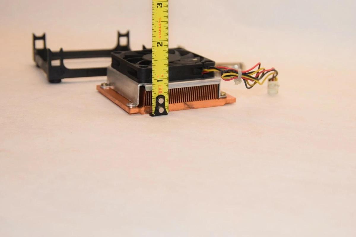 Used 3" x 3" x 1" Copper CPU Heat Sink With Fan