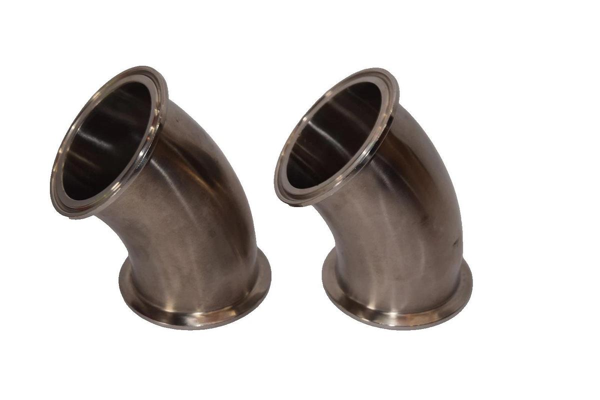 3" Sanitary 45° Sanitary Clamp 304 Stainless Steel Fitting (New - Lot of 2)