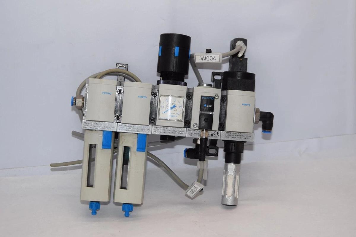 Used FESTO MS4-FRM-1/4-AD7 , MS4-LR-1/4-D6-AS , MS4-EE-1/4-10V24-S Filter Regulator