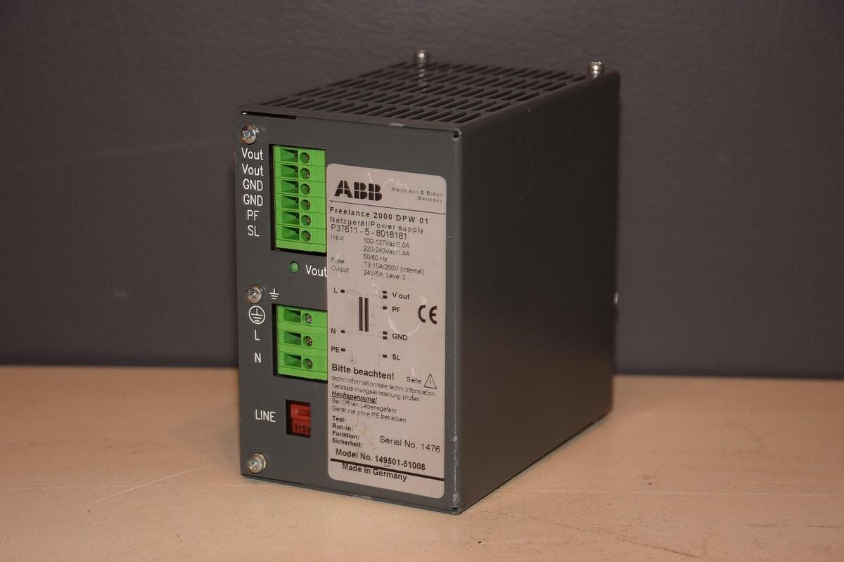 Used ABB FREELANCE 2000 DPW 01 P37611-5-8018181 149501-51008 POWER SUPPLY