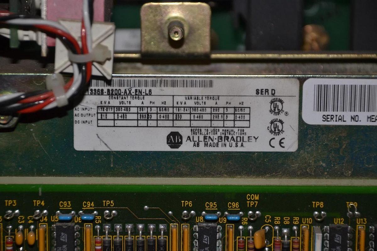 Used Allen Bradley 1336 Plus 250 HP Drive 3Ph 250hp 1336S-B200VAA-HA2C-JF-JR-KD-LR