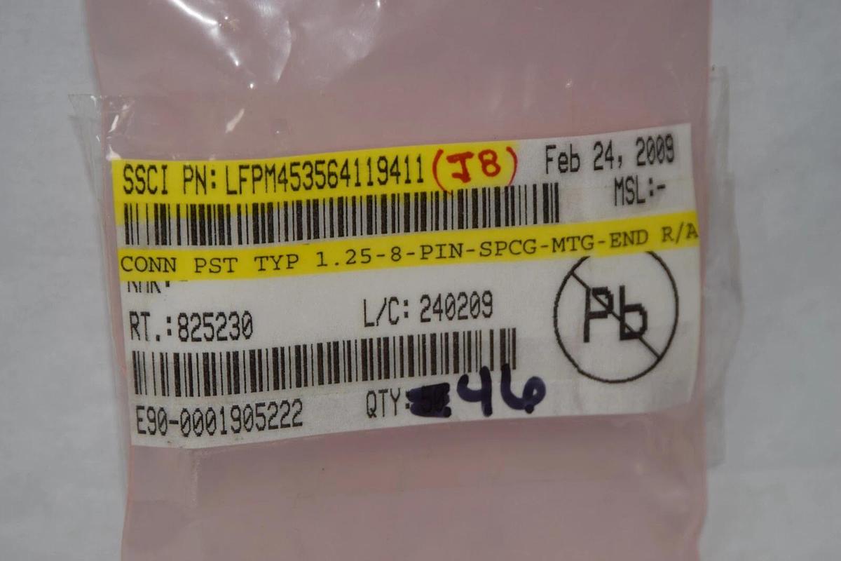 (NEW -Lot 46) LFPM453564119411 , 1.25-8-PIN-SPCG-MTG-END Wire to Board Connector