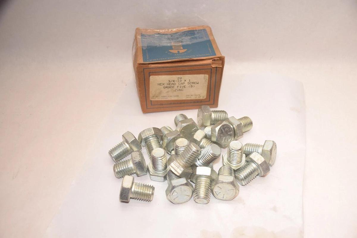 NEW (lot 20) THE HOUSE OF MILLION SCREWS 3/4-10 x 1 Grade 5 Hex Head Screw bolts