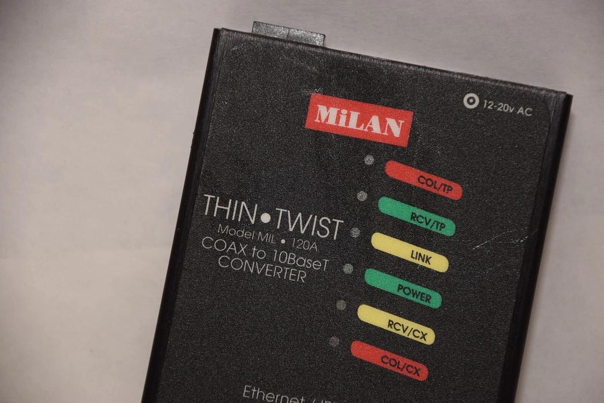 Used MILAN MIL-120A Thin Twist Coax to 10BaseT Converter