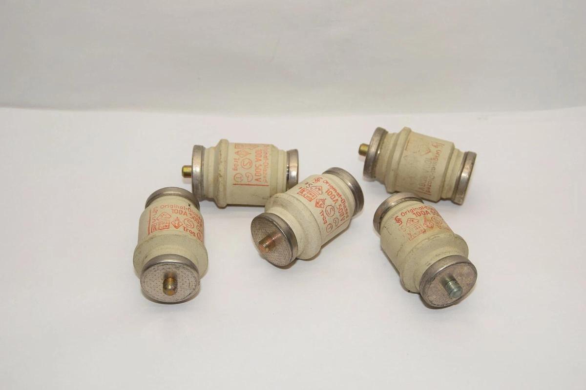 (NEW - Lot of 5) KEMA KEUR 100A 500V Original Diazed Ceramic Bottle Fuse