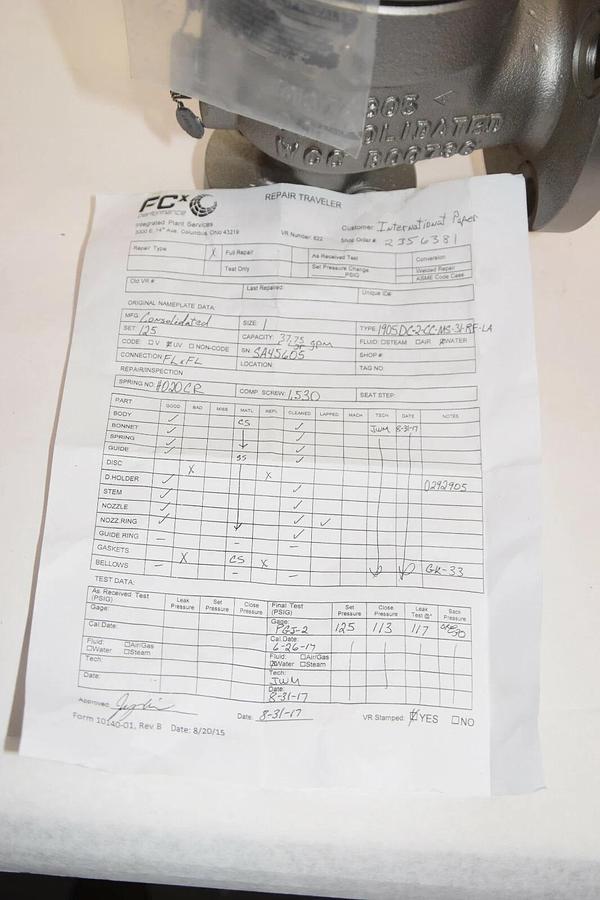 DRESSER 1905DC-2-CC-MS-31-RF-LA 1" 125psi 37.75 GPM Flanged Relief Valve