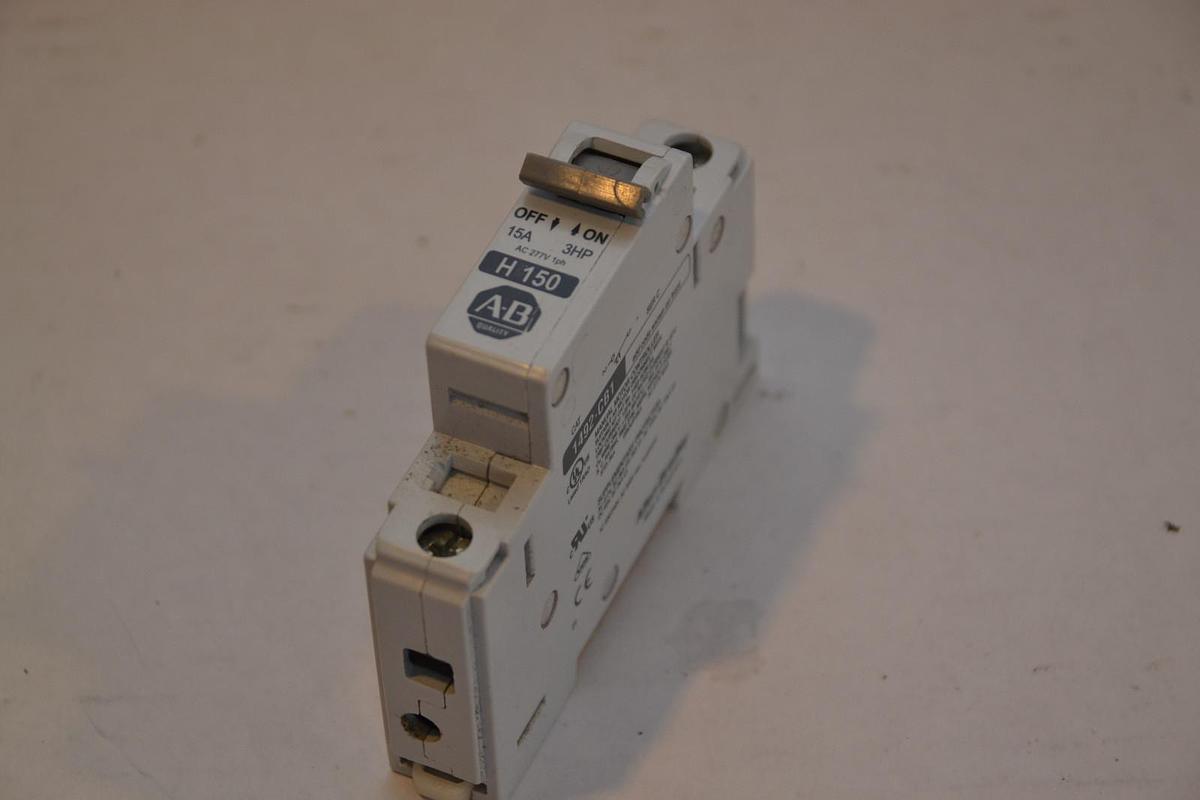 Used Allen Bradley 1492-CB1 H150 H 150 Circuit Breaker 15A 15 Amp 3hp 277vac 1ph