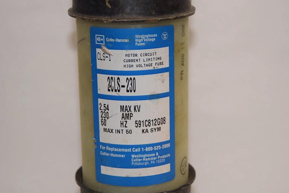 (NEW) CUTLER HAMMER 2CLS-230 230A 230 Amp A 60Hz CLS-1 High Voltage Fuse