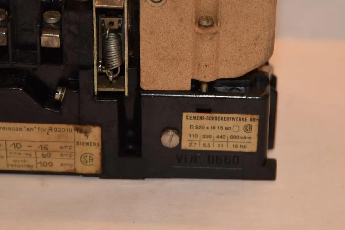 (NEW) SIEMENS Vintage R920III R920111 10-15Aam Overload Relay
