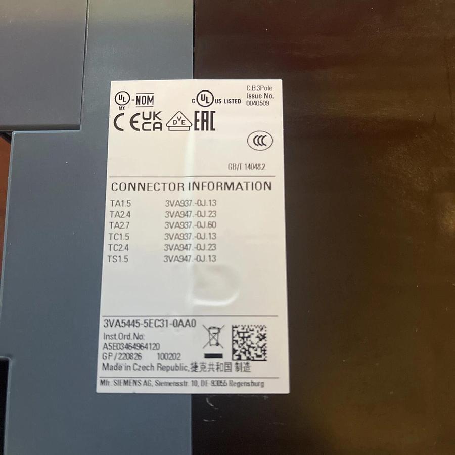 Siemens 450a Breaker  3VA5445-5EC31-0AA0 450 Amp 3VA5445-5EC31 0AA0