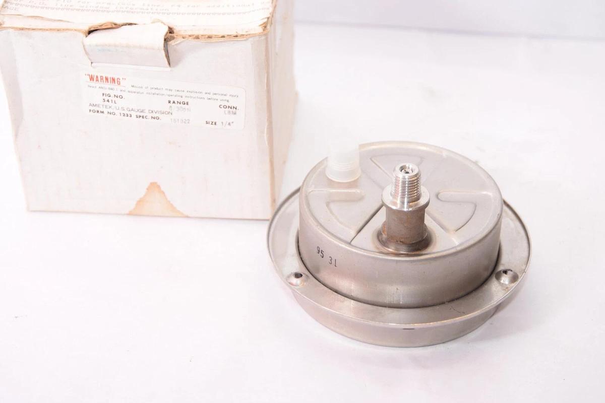 (NEW) AMETEK 541L 0-30psi 1/4" 4" Face S/S Back Mount Pressure Gauge