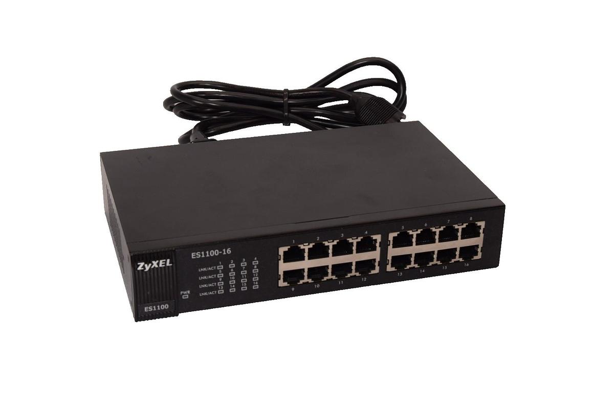 Used ZYXEL ES1100-16 , ES110016 100-240V 50/60Hz 0.5A 16-Port Ethernet Switch