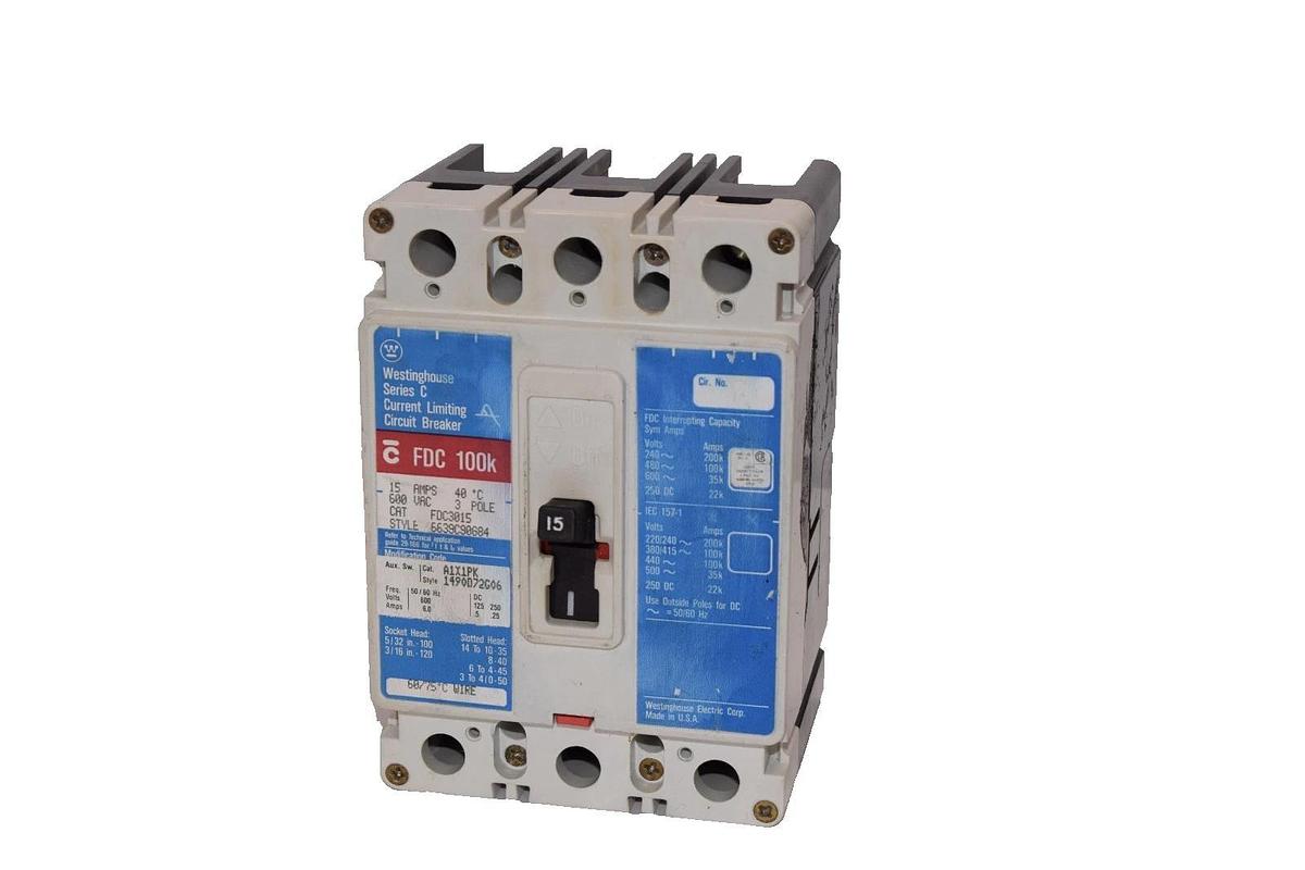 Used Westinghouse 15A Circuit Breaker FDC3015 15 Amp 3P 600V Series C