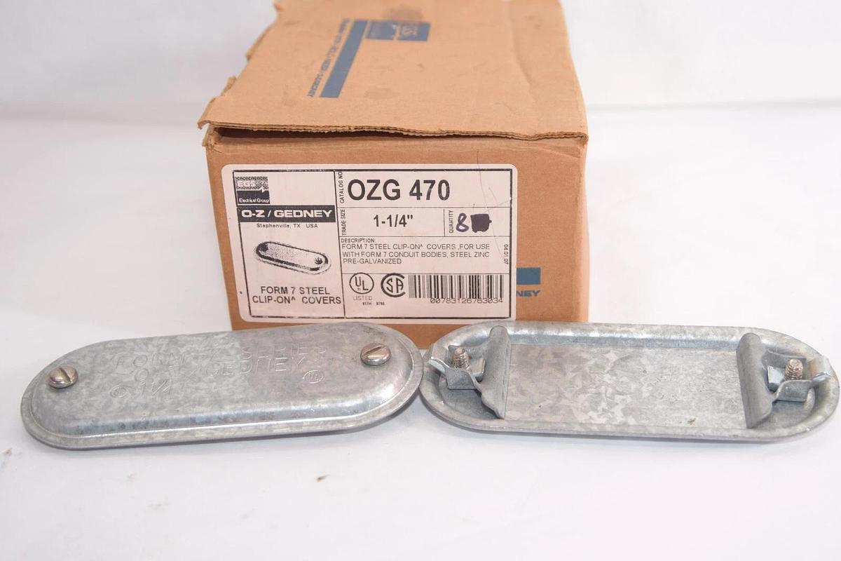 (NEW - Box of 8) O-Z / GEDNEY OZG 470 1-1/4" Steel Conduit Cover