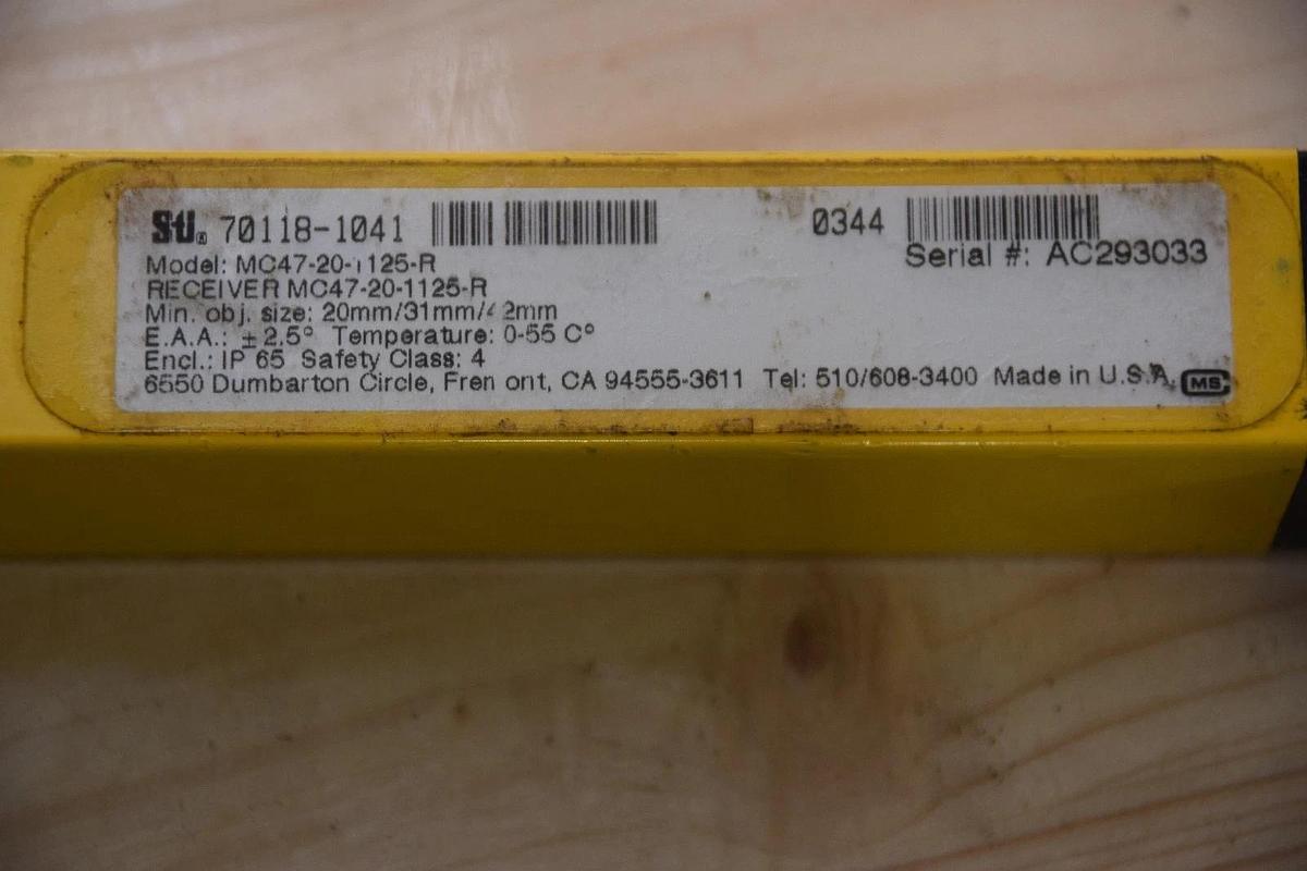 Used STI MICRO 70118-1041 MC47-20-1125-R, MC4700 RECEIVER SAFETY LIGHT CURTAIN