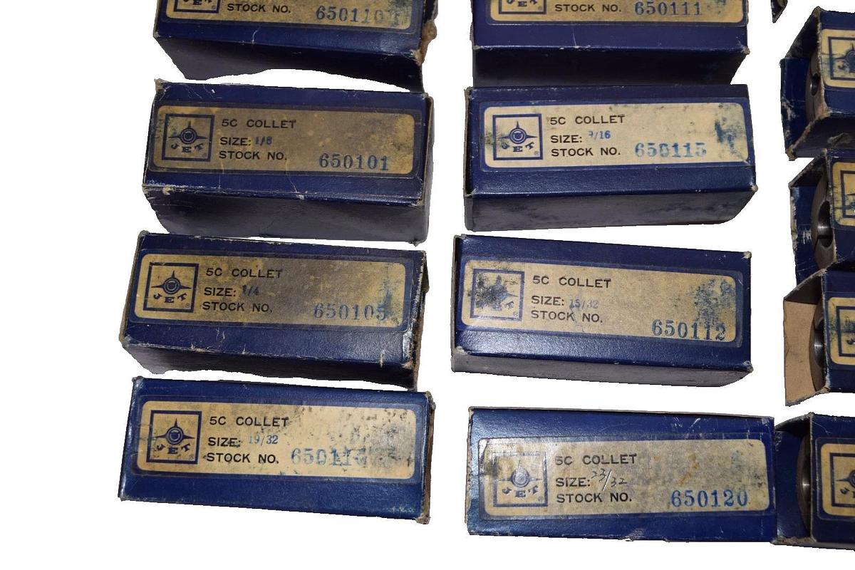 Used (Lot 25) JET 5C Collet Assorted Sizes 3/16, 1/2, 17/32, 3/4, 5/16, 13/16