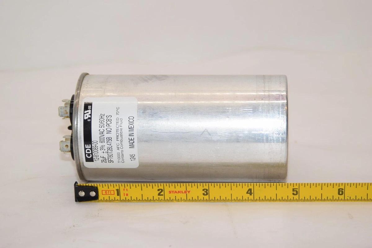 Used CDE 12-810089-00 SFT60T28L475B 28uF 600Vac 50/60Hz Capacitor