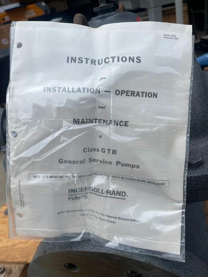 Ingersoll Rand GTB General Service Split Case Pump 6x9SB 1750rpm 6" (NEW)