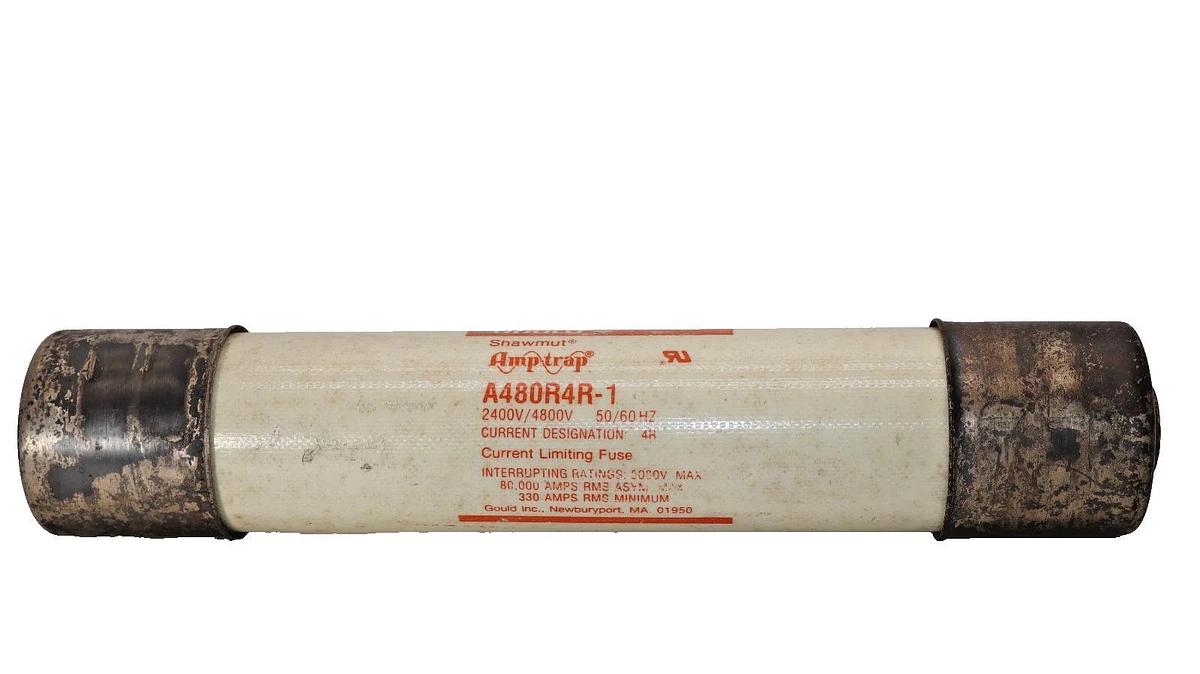 Used GOULD Shawmut AmpTrap fuse A480R4R-1 A480R4R1 4R 2400/4800v 50/60hz