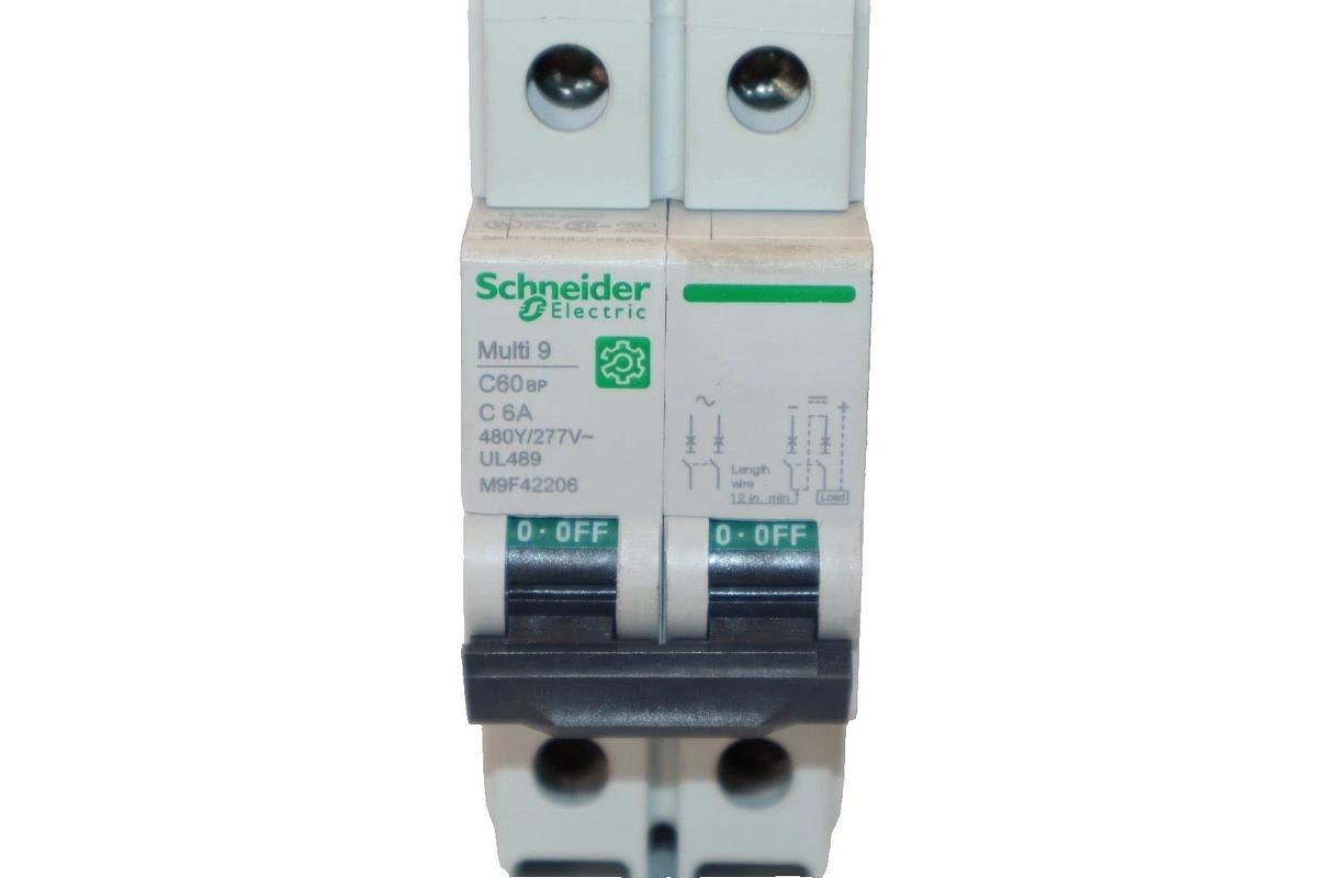 Used Schneider Electric M9F42206 6A Amp 2 Pole Multi 9 Circuit Breaker