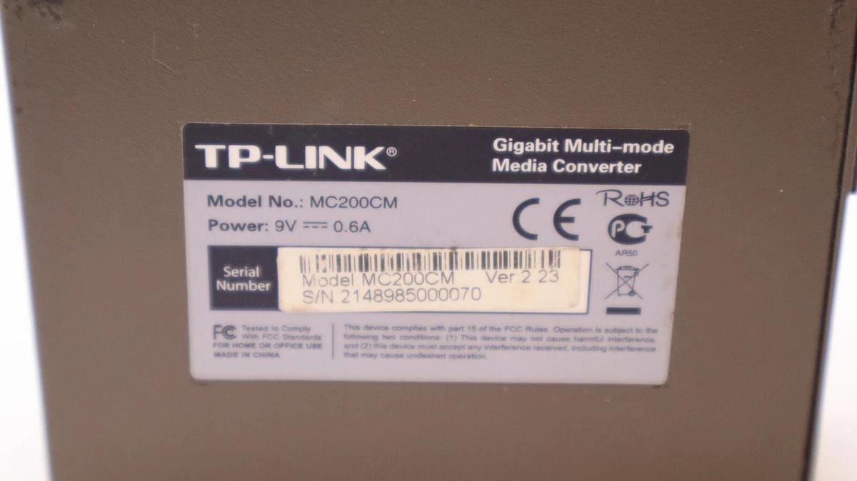 Used TP-LINK MC200CM Gigabit RJ45 to Gigabit Multi-Mode SC Fiber Media Converter
