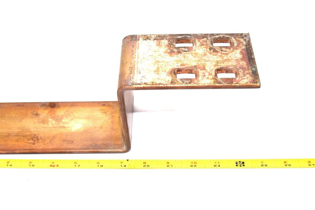 Used 25" x 3" x 1/4" (+4" offset Step) Copper Flat BusBar bus bar buss bar Stock