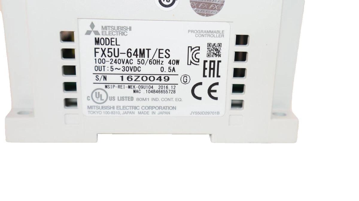 Used Mitsubishi Electric FX5U-64MT/ES FX5U-64M 100-240Vac Programmable Controller
