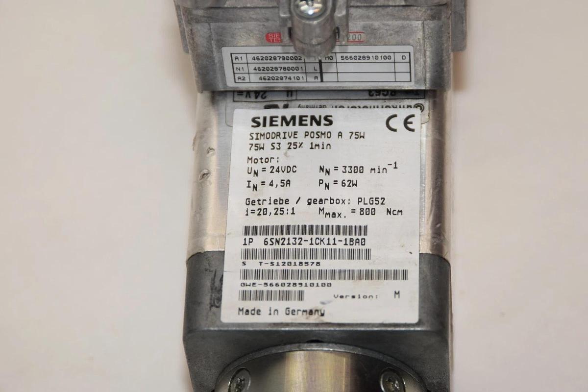 Used Siemens SimoDrive Motor Gearbox 24v 1P6SN2132-1CK11-1BA0 1P 6SN2132-1CK11-1BA0 M