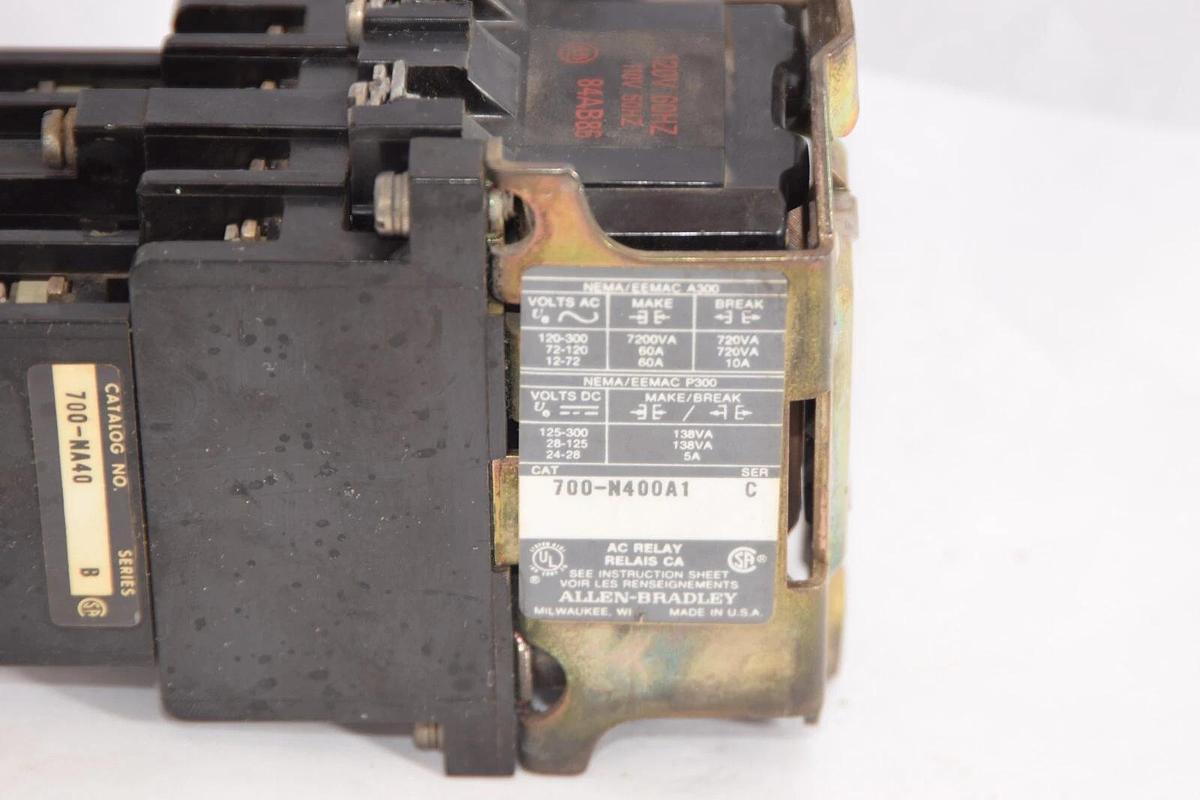 Used ALLEN BRADLEY 700-N400A1 Series C 120V Coil Control Relay