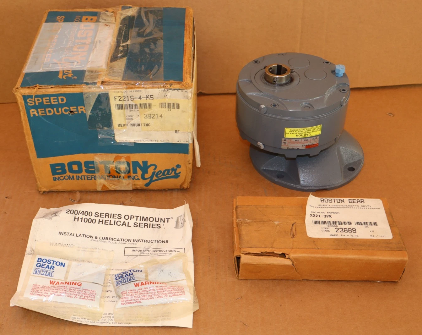 Boston Gear Box Speed Reducer F221S-4-K5 F221S4K5 001 .75hp 1750rpm USA *NOS*