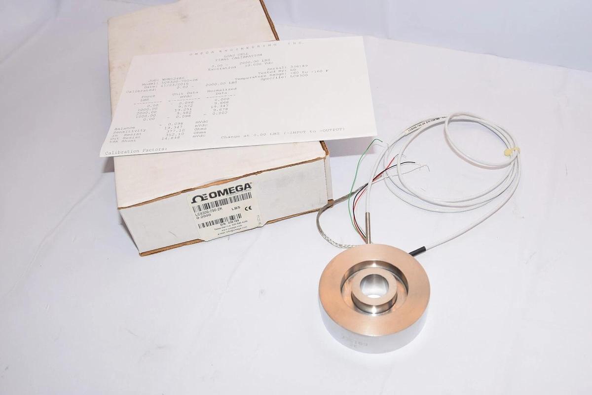 (NEW) OMEGA LC8300-750-2K 0-2000 lbs 3" Through Hold CPR Load Cell
