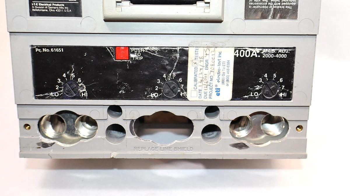 Used ITE HJ63F400 400A 3P Circuit Breaker With S01J60 Shunt Trip