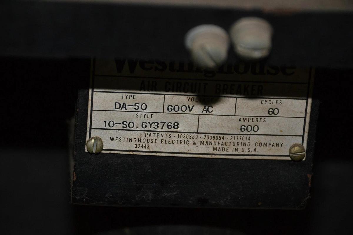 Used Westinghouse DA-50 Air Breaker 600a 600 a amp 10-so. 6y3768 siemens limitrip lt1