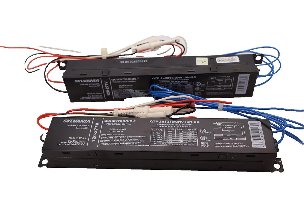 Sylvania 2-Lamp T8 Electronic Ballast QTP 2x32T8/UNV ISN-SC (New - Lot of 2)