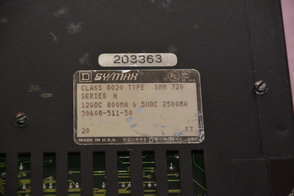Used SQUARE D SY/MAX MODEL 700 MEMORY MODULE 8020 SMM-720 SER. H 12 VDC