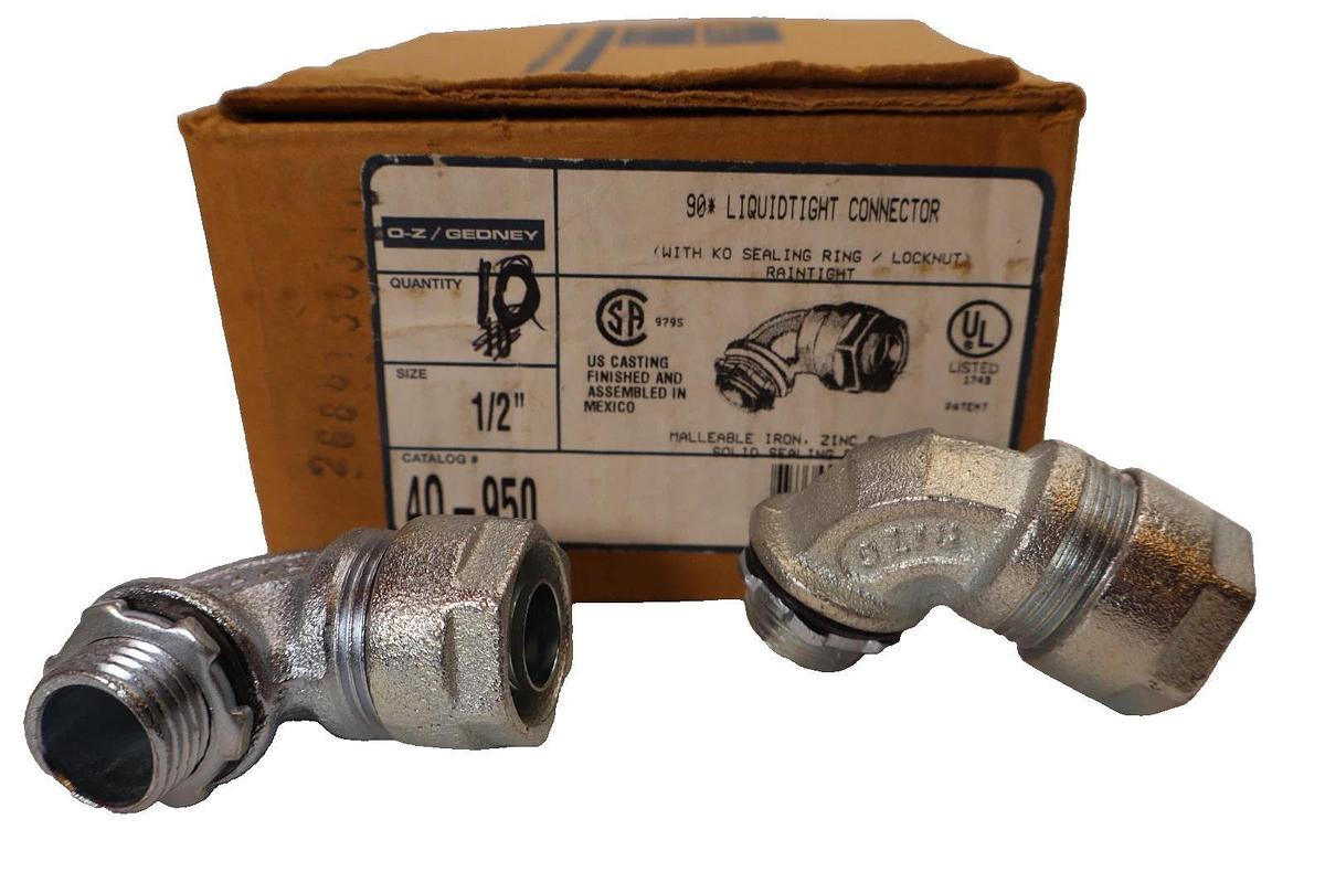 O-Z / Gedney 4Q-950 1/2" 90° Liquidtight Connector (New - Box of 10)