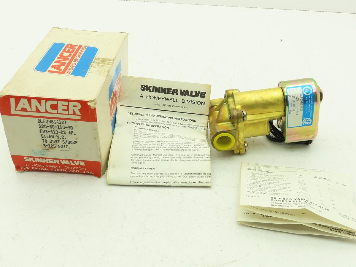 (NEW) HONEYWELL / SKINNER LP5LB3150 Solenoid Valve 3-Way 120V 10-150 PSI 3/8"
