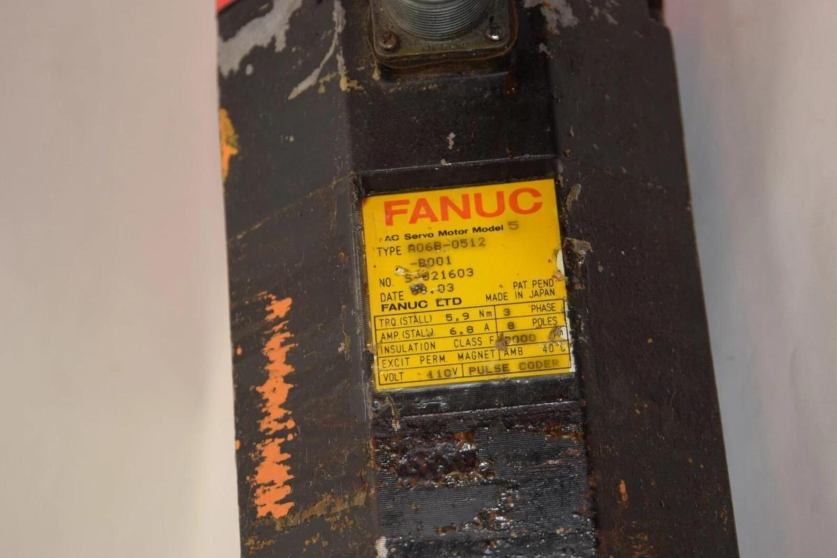 Used FANUC A06B-0512-B001 3Phase Model 5 8 Pole 6.8A 410V AC Servo Motor