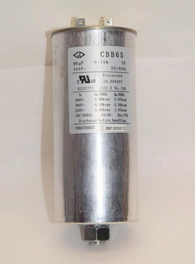 Used FARATRONIC CBB65 E232771 99uF -5+10% Capacitor