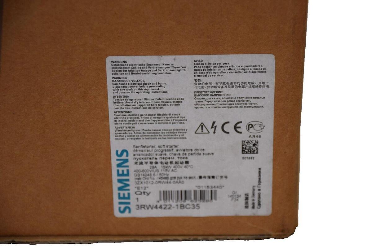 Used (New) SIEMENS 3RW4422-1BC35 DRIVE, SOFTSTARTER 15kW 29A 400-600V