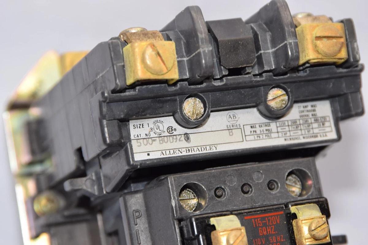 (NEW) ALLEN BRADLEY 500-B0D92 Series B 27Amp 2P 115-120V Coil Contactor