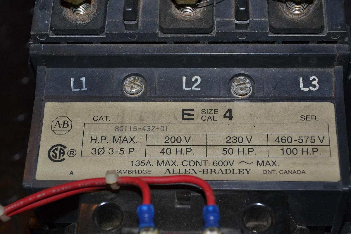Used ALLEN BRADLEY STARTER 80115-432-01 80115 432 01 8011543201 SIZE SZ 4 120v coil