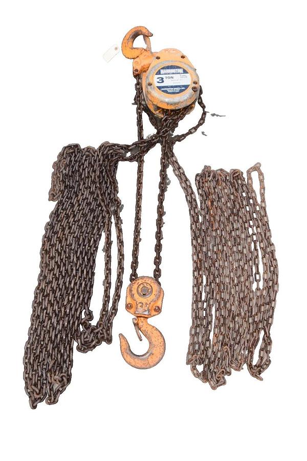 Used HARRINGTON CF030 3-Ton 3 Ton 3T Manual Overhead Chain Hoist (20' Chain Drop)