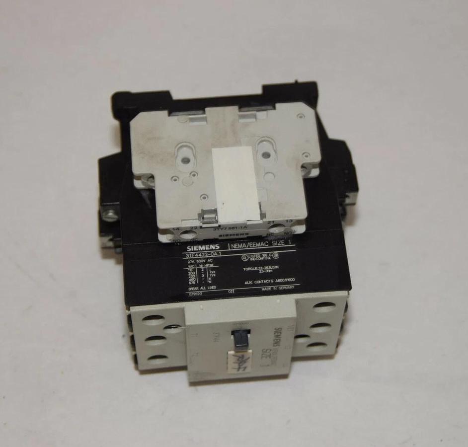 Used SIEMENS Size Sz 1 Starter 3TF4422-0A..1 110-120V 50/60Hz coil