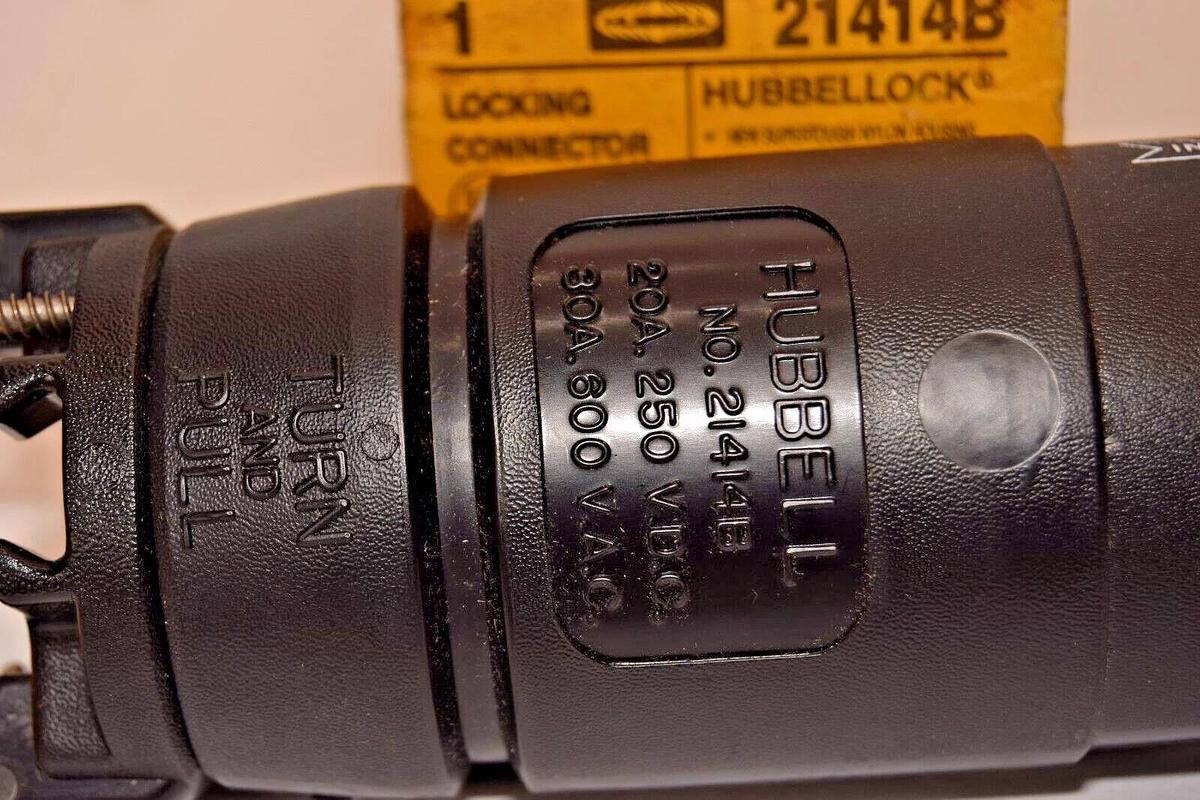 Used Hubbel Hubbellock Locking Connector 21414B 3p 4w 30a 600v 20a 250v *HOUSING ONLY