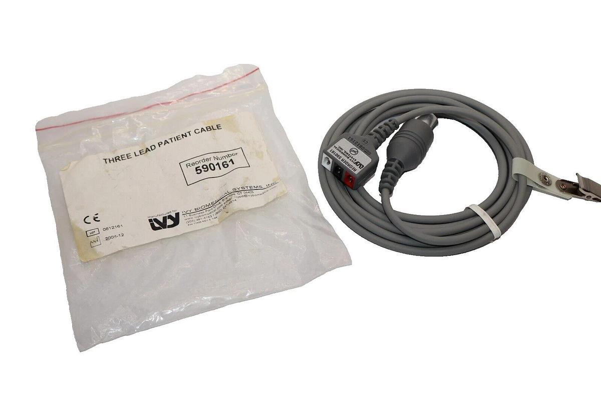 (NEW) IVY BIOMEDICIAL SYSTEMS 590161 Three Lead Patient Cable