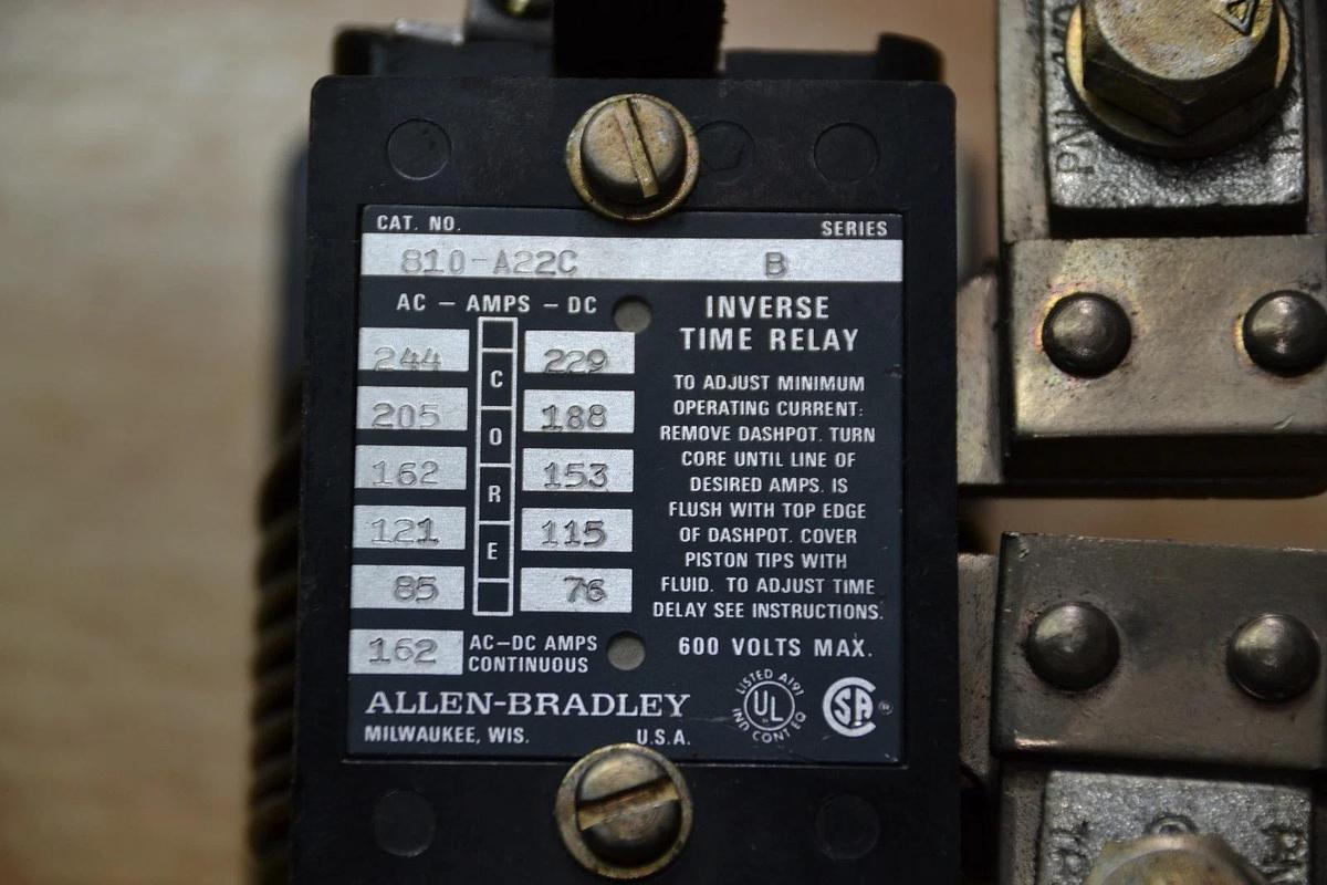 Used Allen Bradley Inverse Time Relay  810-A22C ser B 810 A22C B 810A22C